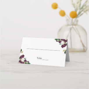 Watercolor Burgundy Floral Wedding Place Card