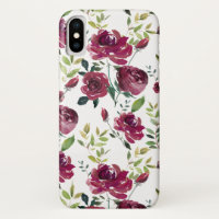 Watercolor Burgundy Flowers | Floral Pattern