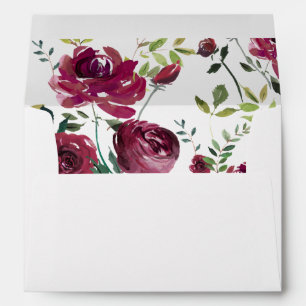 Watercolor Burgundy Flowers   Floral Pattern Envelope