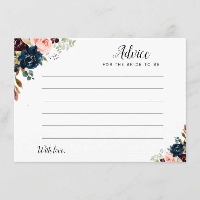 watercolor burgundy, navy & blush floral advice (Front)