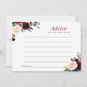 watercolor burgundy navy floral advice card