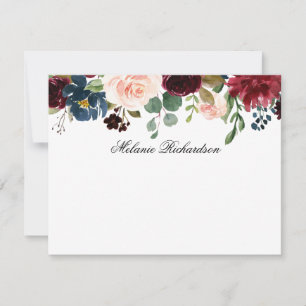 Watercolor Burgundy Pink Floral Personalised Card