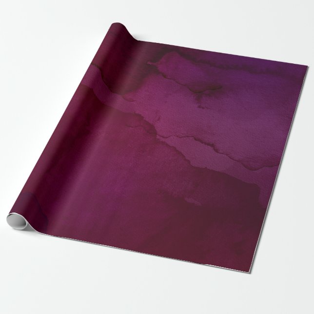 Watercolor Burgundy Plum Swash Wrapping Paper (Unrolled)