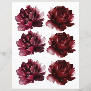 Watercolor Burgundy Red Roses 2 Sided Scrapbook
