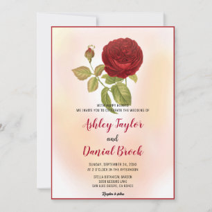 Watercolor burgundy rose blush pink floral Wedding Invitation