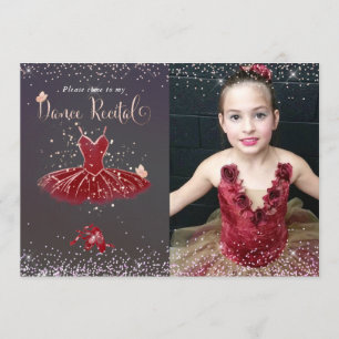 Watercolor Burgundy Tutu Dance Recital Invitation