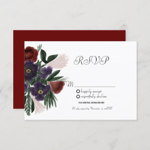 Watercolor Burgundy Vintage Botany Kraft RSVP Invitation