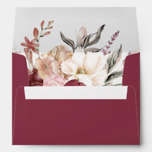 Watercolor Burgundy Wildflower Bouquet Envelope