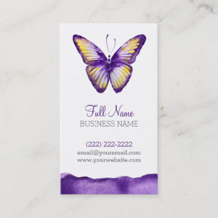 Watercolor Business Card Designs, Violet Butterfly