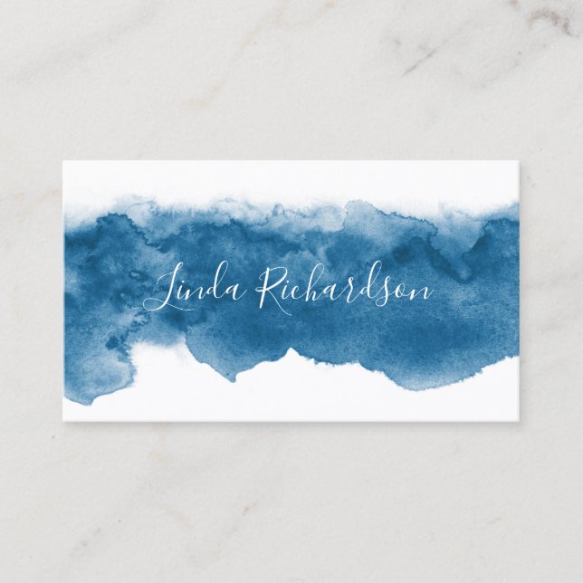 Watercolor business cards - chic blue (Front)