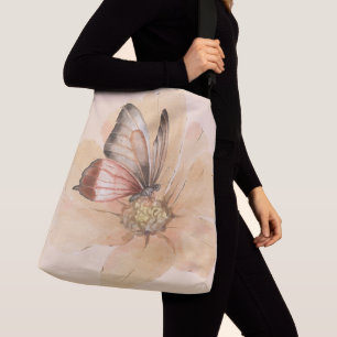 Watercolor Butterflies and Flowers Crossbody Bag