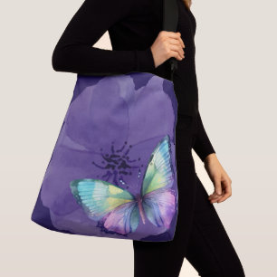 Watercolor Butterflies and Flowers Crossbody Bag