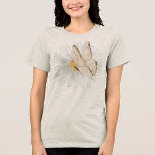 Watercolor Butterflies and Flowers Tri-Blend Shirt