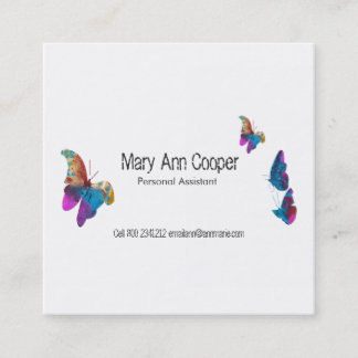 Watercolor Butterflies Animal Wildlife Colourful Square Business Card