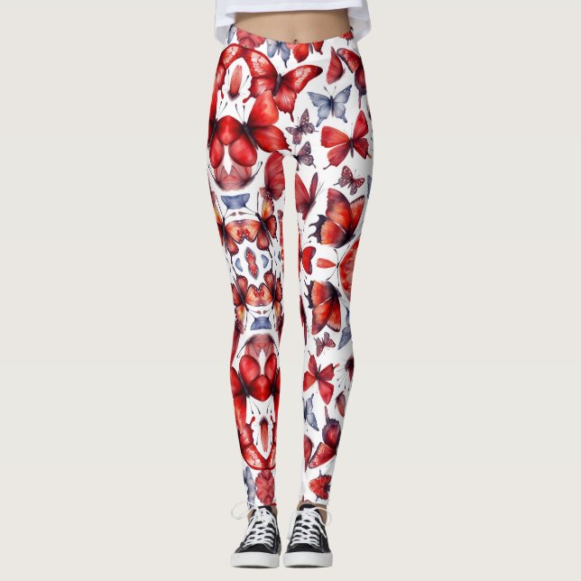 Watercolor butterflies art  leggings (Front)