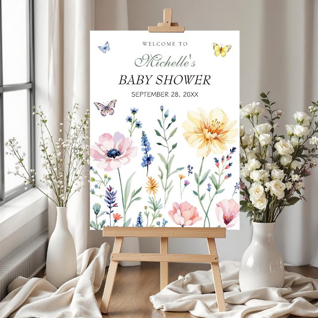 Watercolor Butterflies Baby Shower Welcome Sign (Creator Uploaded)