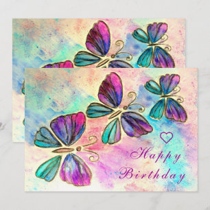 Watercolor Butterflies Birthday Card