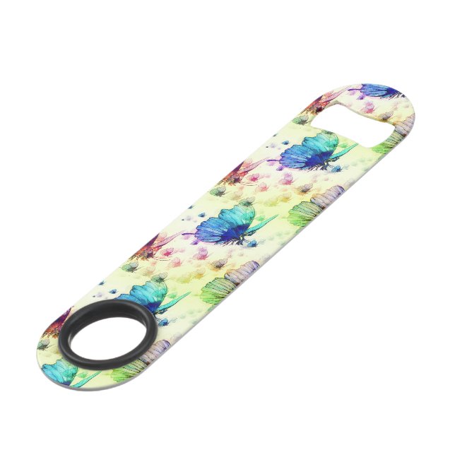 Watercolor Butterflies Bottle Opener (Front Angled)