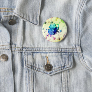 Watercolor Butterflies Button