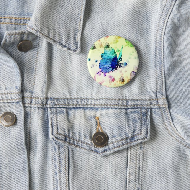 Watercolor Butterflies Button (In Situ)
