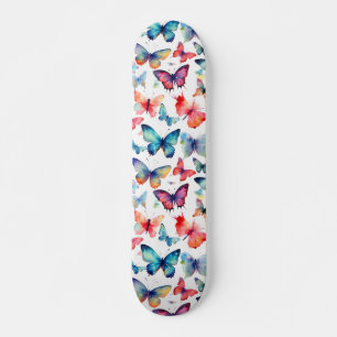 Watercolor Butterflies Colourful Nature Pattern Skateboard