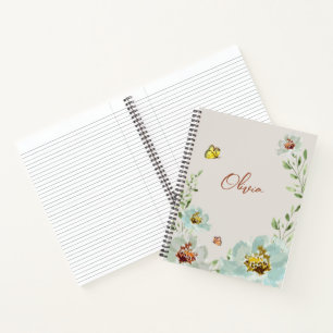 Watercolor butterflies Flowers Personalised Notebook