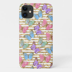 Watercolor Butterflies Gold Glitter iPhone 11 Case