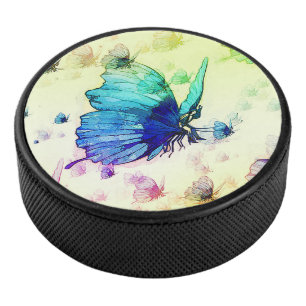 Watercolor Butterflies Hockey Puck