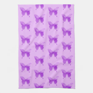 Watercolor Butterflies - Lavender and Violet Tea Towel