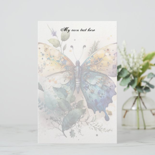  Watercolor Butterflies Letter Sheets Stationery (Standing Front)
