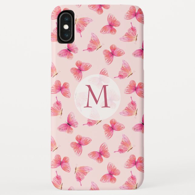 Watercolor Butterflies Monogram Blush Case-Mate iPhone Case (Back)