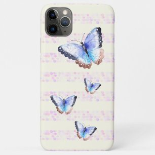 Watercolor Butterflies on Bokeh Light Stripes iPhone 11 Pro Max Case