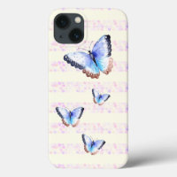 Watercolor Butterflies on Bokeh Light Stripes