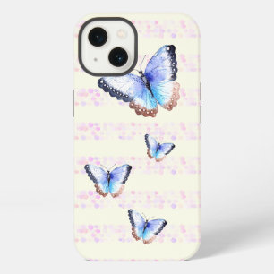 Watercolor Butterflies on Bokeh Light Stripes iPhone 13 Case