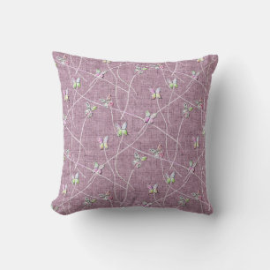 Watercolor Butterflies on Dusty Pink Cushion