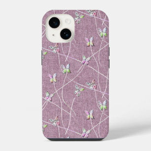 Watercolor Butterflies on Dusty Pink iPhone 14 Case