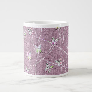 Watercolor Butterflies on Dusty Pink Large Coffee Mug