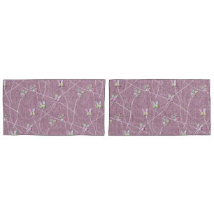 Watercolor Butterflies on Dusty Pink Pillowcase