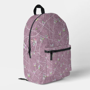 Watercolor Butterflies on Dusty Pink Printed Backpack
