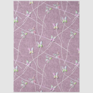 Watercolor Butterflies on Dusty Pink Tissue Paper