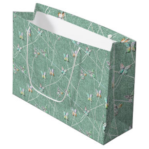 Watercolor Butterflies on Mint Green Large Gift Bag