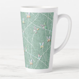 Watercolor Butterflies on Mint Green Latte Mug