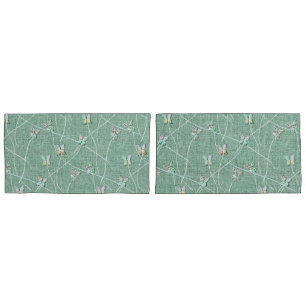Watercolor Butterflies on Mint Green Pillowcase