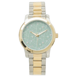 Watercolor  Butterflies on Mint Green  Watch