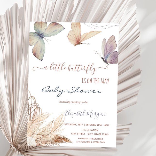 Watercolor Butterflies Pampas Grass Invitation (Creator Uploaded)