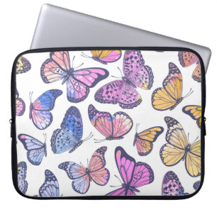 Watercolor Butterflies: Pastel Vintage Pattern. Laptop Sleeve