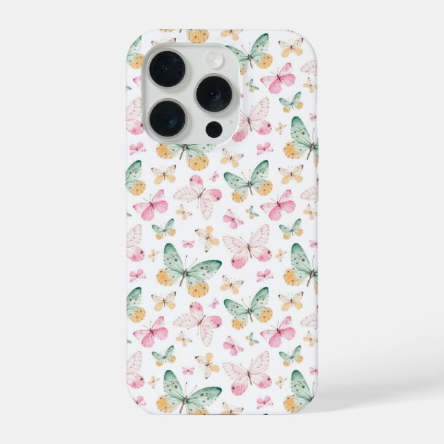 Watercolor Butterflies Pattern iPhone Case (Back)