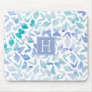 Watercolor Butterflies Pattern Mouse Mat