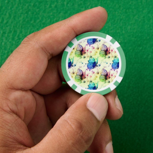 Watercolor Butterflies Poker Chips (Hand)