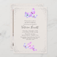 Watercolor Butterflies Portrait Photo Quinceanera